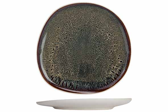 Van Well | URBAN eettellers plat groen 27,0 cm set van 6 - steengoed modern servies, functioneel & stijlvol