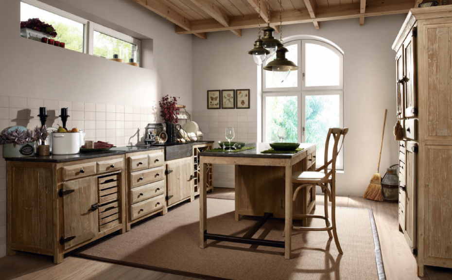 landelijke-stijl-keukeneiland-met-tafel-landelijke buitenkeuken